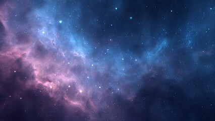Fototapeta premium Deep space nebulae with vibrant pink and blue gas clouds shimmering stars and distant galaxies