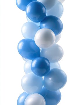 Blue and white balloon spiral column on a light background  