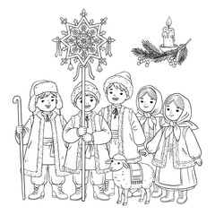 Children Caroling with Christmas Star