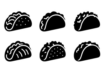 Vector Silhouette, Illustration of 6 Tacos