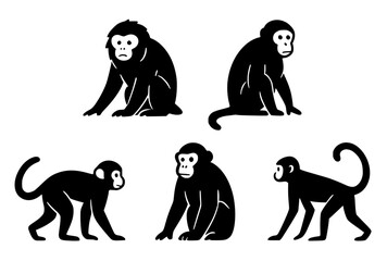Vector Silhouette, Illustration of 5 Monkeys © Bambang