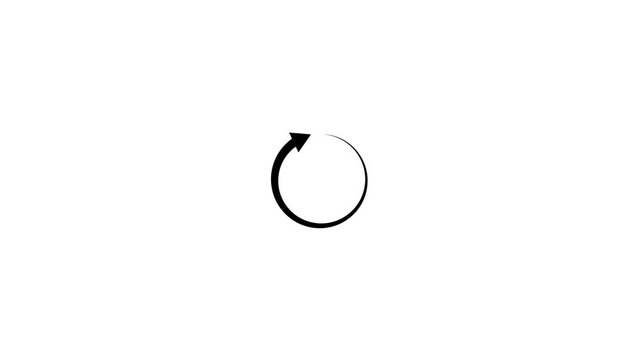 Refresh button icon animation, circle arrow icon set, reload, rotation on background.circle loading bar on black background.refresh icon with black background,Arrow icon with Refresh on background.4k