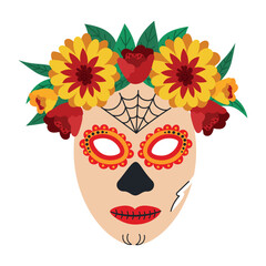 Carnival mask on a white background for the Mexican Carnival. All Saints Day.