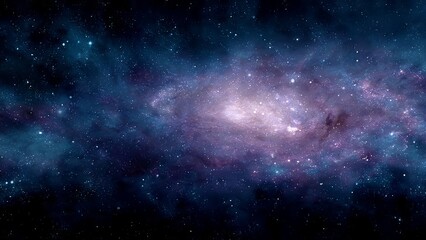 Fototapeta premium Swirling purple and blue galaxy filled with countless shining stars against a deep black cosmos