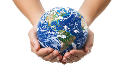 Our world in your hands, a powerful concept of global unity, environmental care, and the future of humanity
