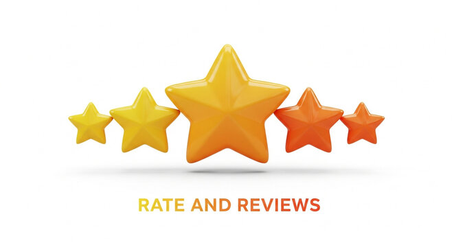 Stunning 3D rating stars communicate customer satisfaction and exceptional service, driving trust and positive feedback.