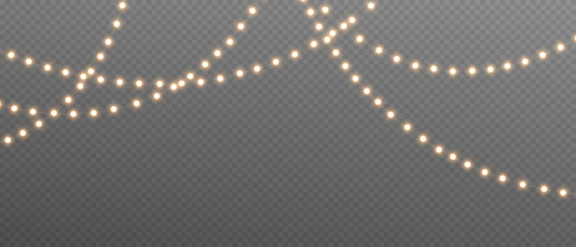 Christmas lights. Vector Christmas garland on an isolated transparent background. Light, light garland PNG.