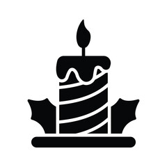 Ready to use glyph style icon of burning christmas candle