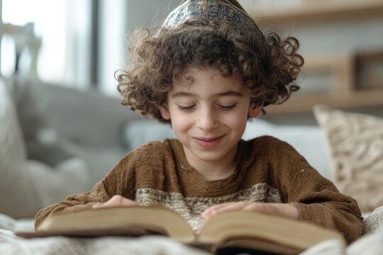 Family participating in Haggadah reading ritual