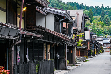日本岐阜飛騨高山の古い街並み