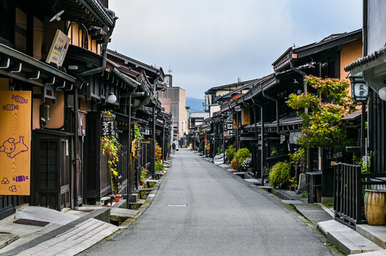 日本岐阜飛騨高山の古い街並み