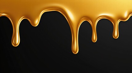 Golden honey drips gracefully on a dark background, creating a visually striking contrast in a vibrant and artistic representation