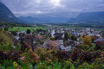 Panoramic shot over Triesen Oberdorf