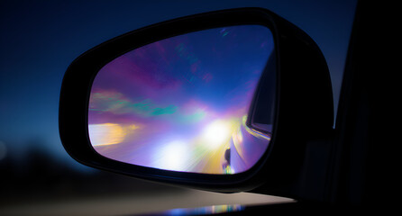 Car Mirror Bokeh Reflection
