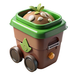 3d cute planter usb hub with sprout isolated on transparent background