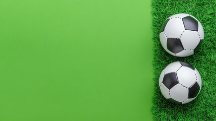 Obraz premium Empty soccer field with vibrant green grass and space for text or design suitable for various projects or promotions