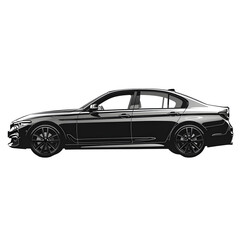 Fototapeta premium Sleek black sedan profile isolated on transparent background