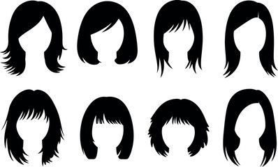 Different hair styles haircuts for women fashion beauty concept vector illustration