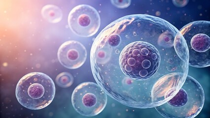 A stunning 3d visualization presents a collection of human cells, each a testament to lifes intricate design, against a vibrant, multicolored canvas