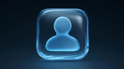 A translucent icon depicting a human figure, symbolizing user profiles or personal accounts