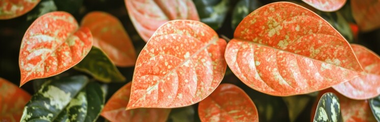 Colorful Leaves of Philodendron Displaying Unique Textures and Patterns