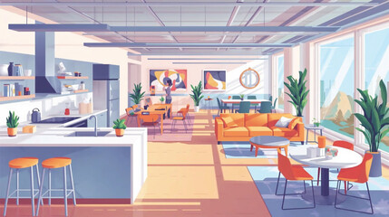 Obraz premium Minimalist Shared Living Space Vector Illustration.