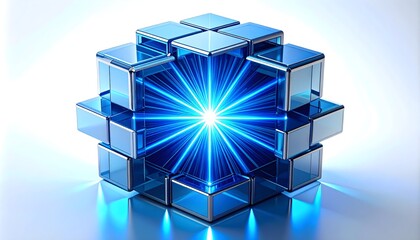 Starburst quantum core — perfectly symmetrical blue energy processor