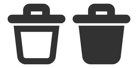 Trash bin icons set. Delete remove garbage container symbols. Vector on transparent background