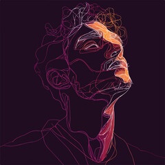 Minimalistic abstract portrait in single stroke line