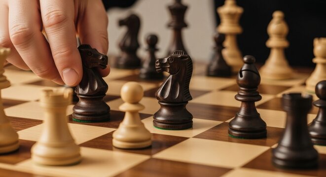 Chess Game Knights Gambit Strategic Play.