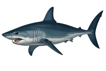 Naklejka premium Mako shark swimming, fierce ocean predator, marine animal illustration with open mouth and sharp teeth on transparent background