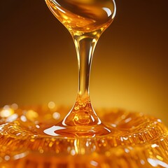 Macro Abstract Liquid Golden Honey Drizzle.