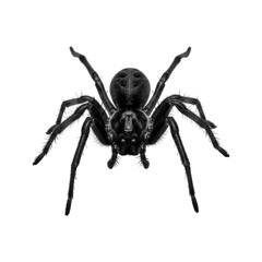 Fototapeta premium Detailed, dark, eight-legged arachnid with glowing eyes on black