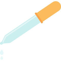 Glass dropper with orange cap dispensing clear liquid droplets against a white background with transparent background elements for design