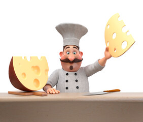 3d illustration cook with cheese