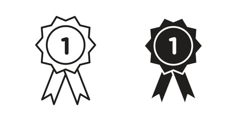 Badge icon with line and silhouette versions.