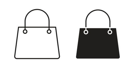 Bags Shopping icon with line and silhouette versions.