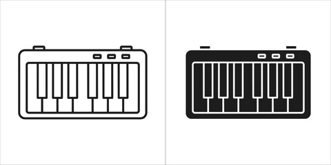 Keyboard icon in outline and solid black on