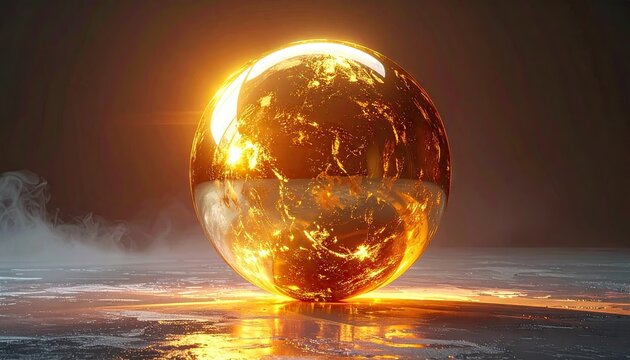 Glowing Red Sphere Abstract Digital Art