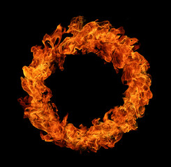 circle fire flame isolated black background. motion design, burst effect, cinematic explosion...