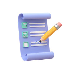 Checklist_Purple_Pencil_Writing_3D_Pastel_Task_Stylized_Document_Transparent