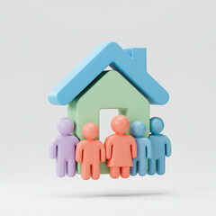 Family_Household_Stylized_3D_Colorful_Minimalist_Housing_Icon_Transparent