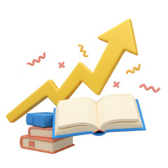 Stylized_Education_Growth_Uptrend_Knowledge_Progress_Books_3D_Transparent