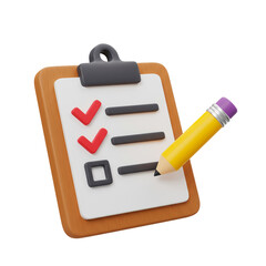 3D_Clipboard_Checklist_Productivity_Stylized_Pencil_Task_Transparent