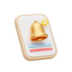 3DRender_Golden_Notification_Bell_Icon_Smartphone_Unread_Alert_Transparent