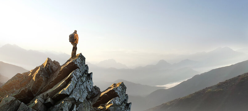 Bergsteiger - Gipfel - Freiheit - Rcuksackwanderer