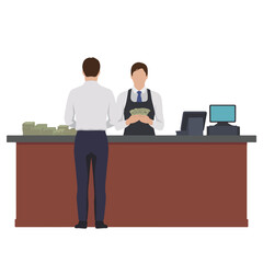 Customer paying with cash to a cashier