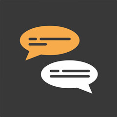 Two speech bubbles with different colors, one is orange and the other white