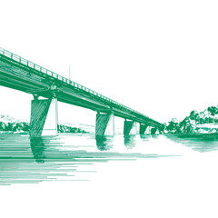 Fototapeta premium Sleek Bridge Design in Green Hue