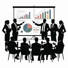 Business presentation with charts and graphs